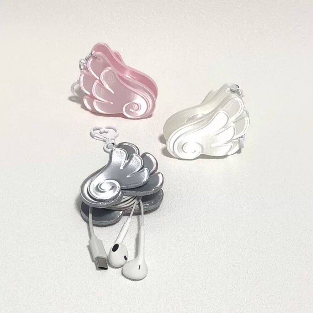 Cable Winder Keychain - 3D Baskılı Melek Kanadı Kablo Sarıcı